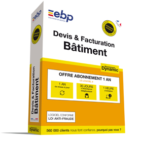 EBP Devis & Facturation Bâtiment DYNAMIC 12 mois - Dernière version 2020 - Ntés Légales incluses