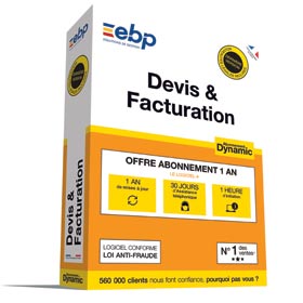 EBP Devis & Facturation DYNAMIC 12 mois - Dernière version 2020 - Ntés Légales incluses