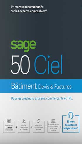 Sage 50cloud Ciel BATIMENT Devis-Facture - 30 jours d'assistance