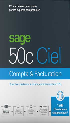 Sage 50cloud Ciel COMPTA + FACTURATION - 1 an d'assistance